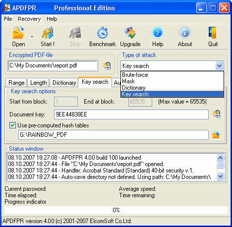 Advanced PDF Password Recovery Std Screenshot
